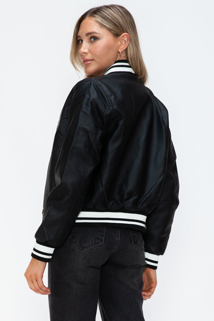 The Malibu Bomber Jacket In Midnight Black