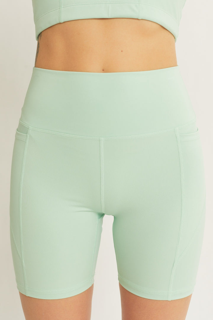 High Waist Seam Detail Active Shorts