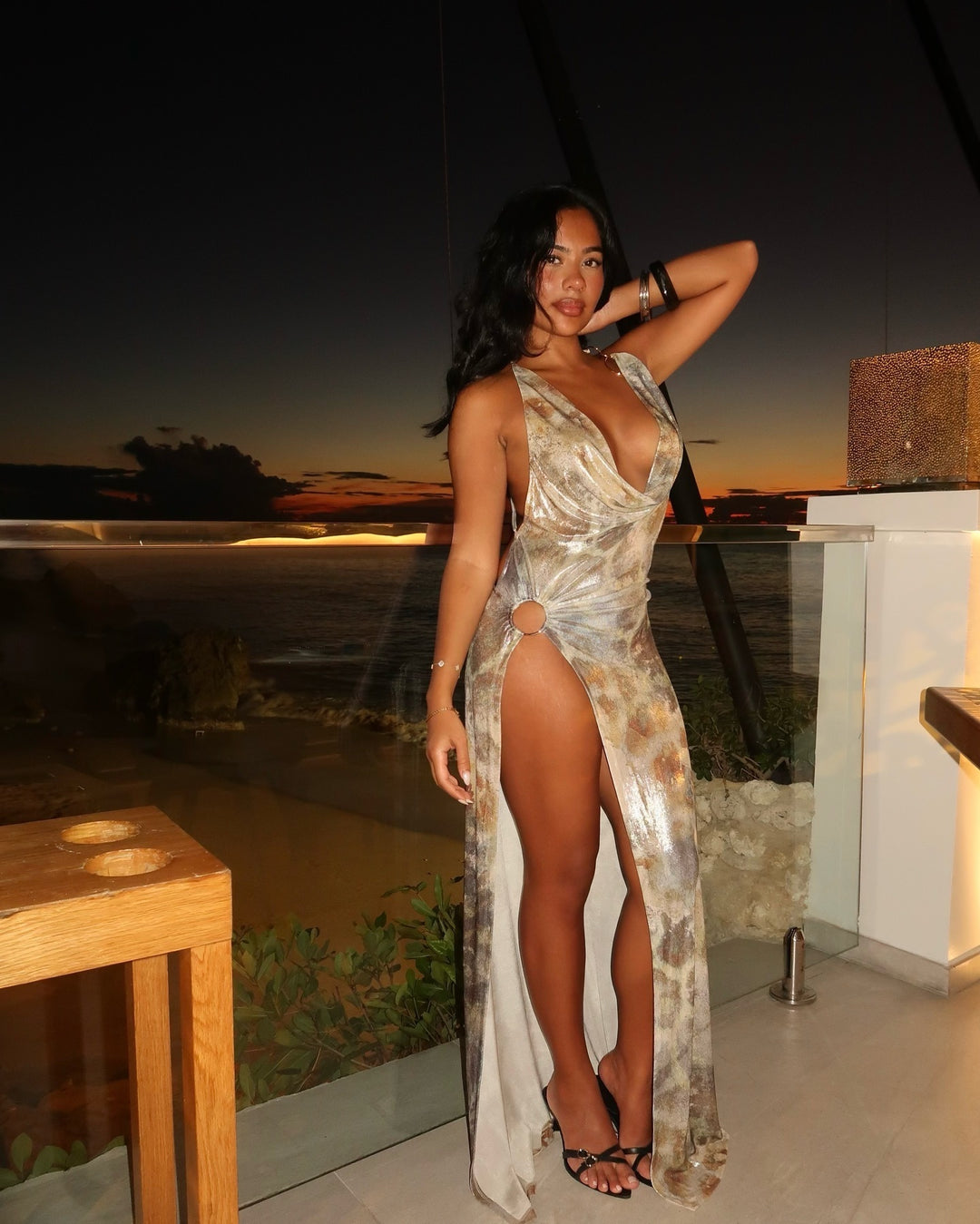 The Desert Mirage Maxi Dress in Brown