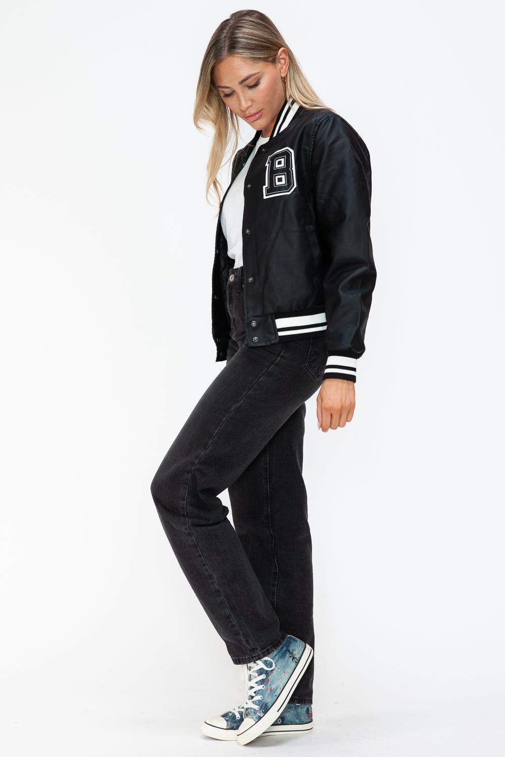 The Malibu Bomber Jacket In Midnight Black