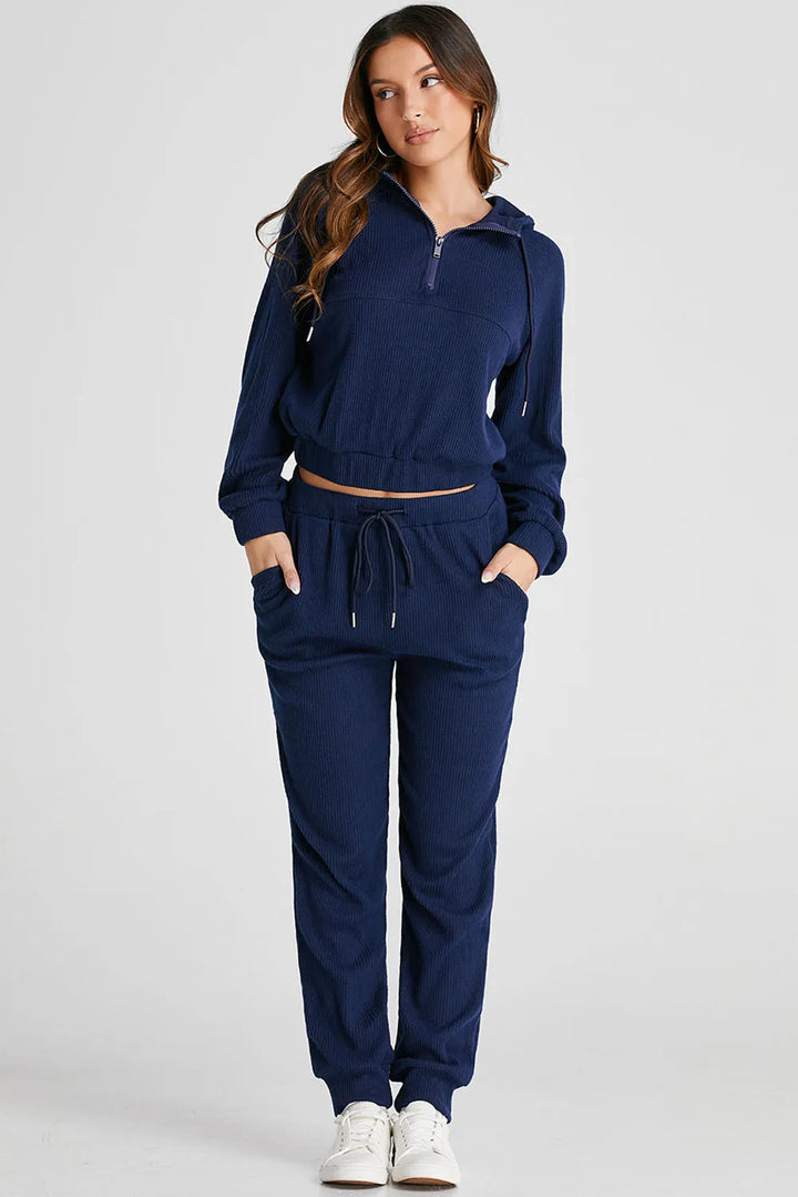 Hoodie and Joggers Active Set in Navy