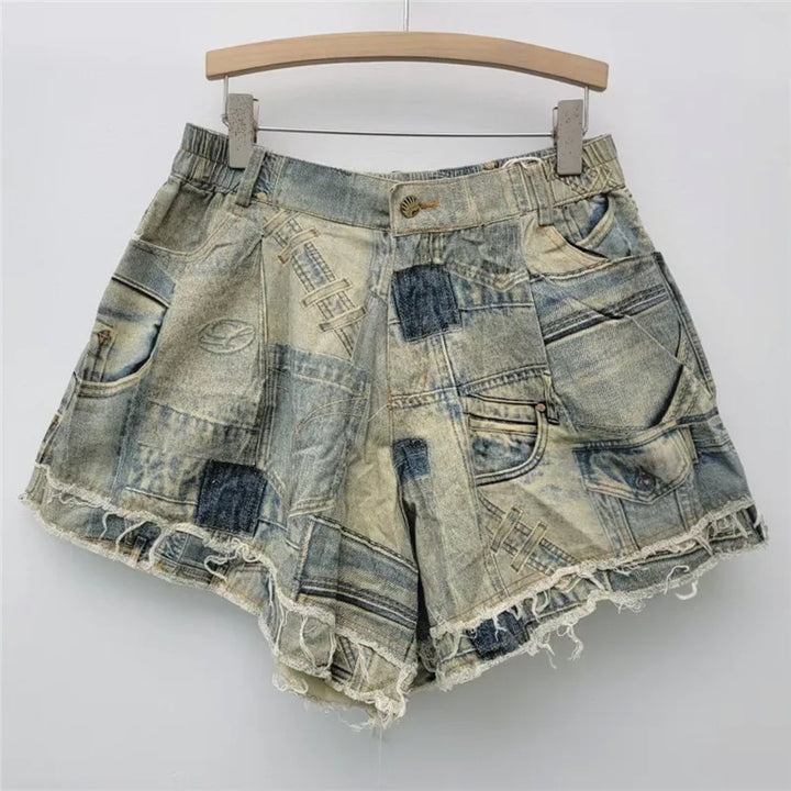 Vintage Frayed Denim Two Piece Set