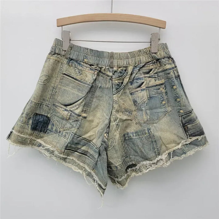 Vintage Frayed Denim Two Piece Set