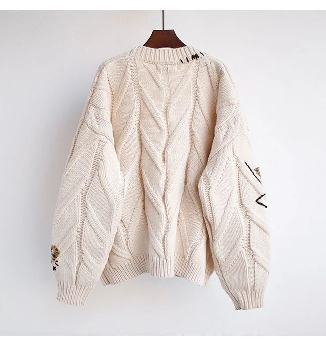 Streetstyle Embroidered Knitted Cardigan