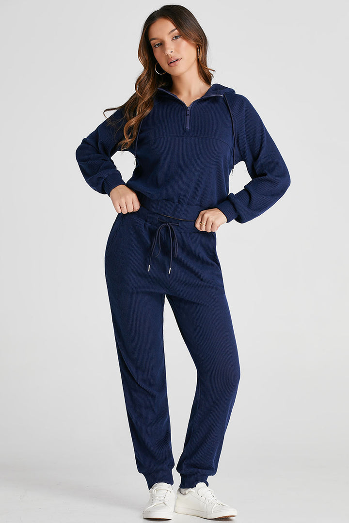 Hoodie and Joggers Active Set in Navy