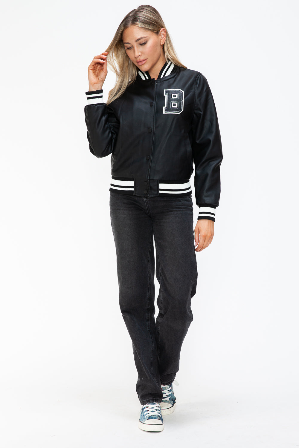 The Malibu Bomber Jacket In Midnight Black