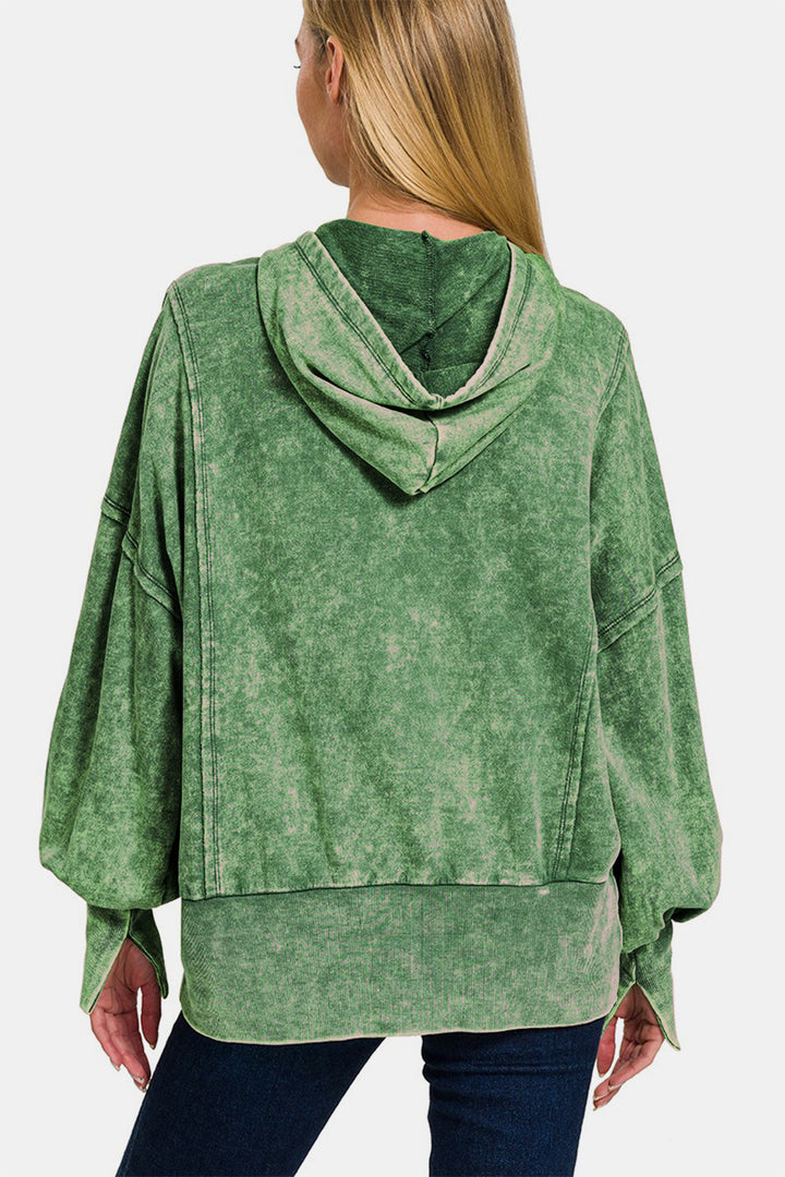 French Terry Zip-Up Hoodie In Dark Green